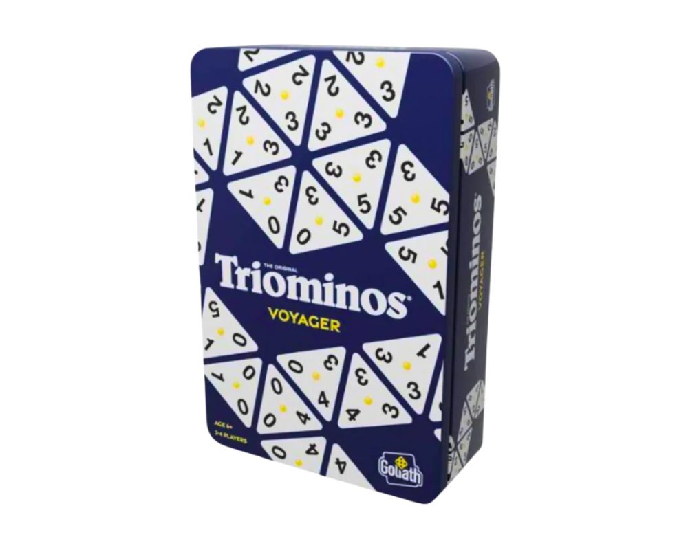Triominos Viaje: Caja Metálica. Juego de Mesa. Goliath