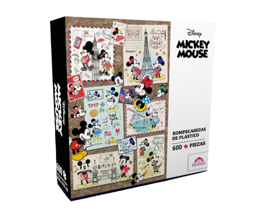 Rompecabezas Mickey y Minnie de Viaje 600 Piezas de Plástico Disney