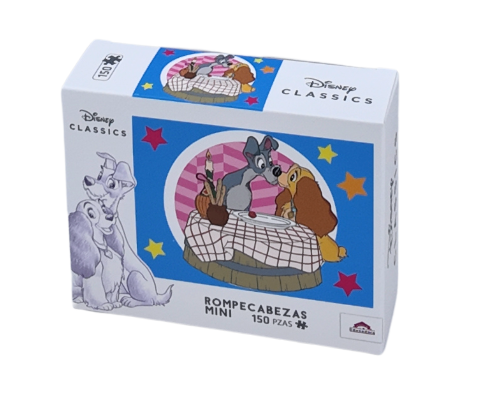 Rompecabezas Miniatura La Dama y El Vagabundo 150 Piezas de Plástico Disney
