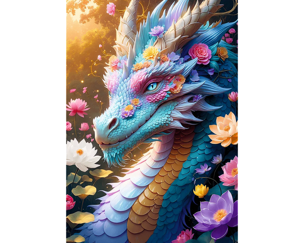 Dragón con Flores: Rompecabezas de 1000 Piezas Trefl