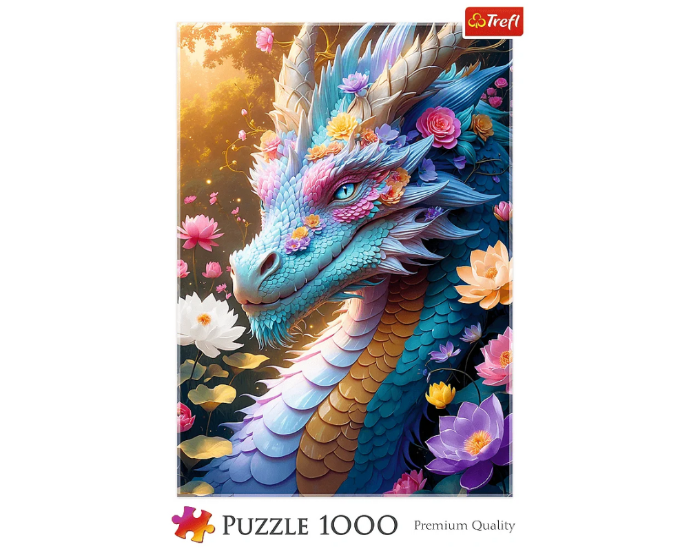 Dragón con Flores: Rompecabezas de 1000 Piezas Trefl