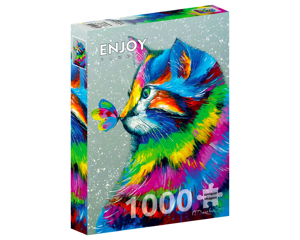 Gato y Mariposa Brillantes: Rompecabezas 1000 Piezas Enjoy Puzzle