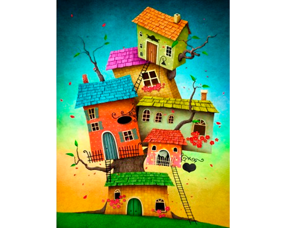 Casas de Cuentos de Hadas - Rompecabezas 1000 Piezas Enjoy Puzzle