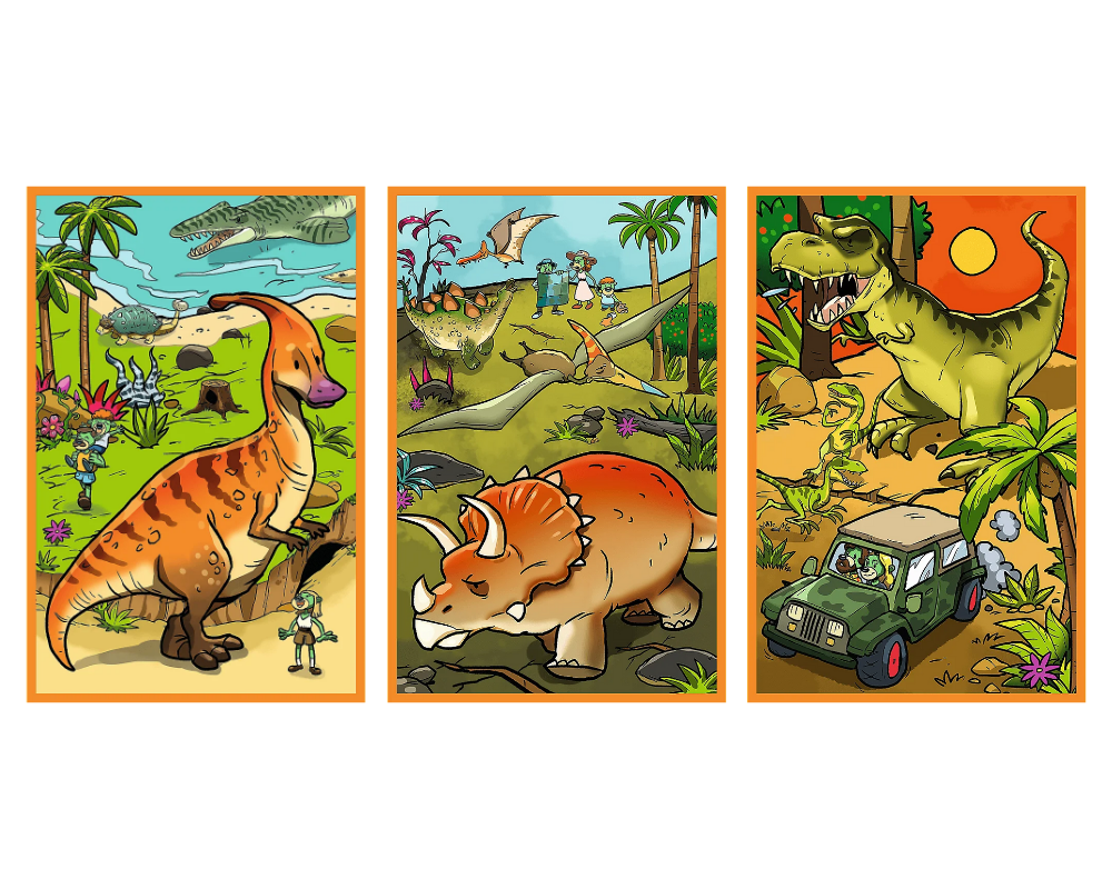 Spy Guy: El Mundo de los Dinosaurios Rompecabezas 3 x 80 Piezas Trefl