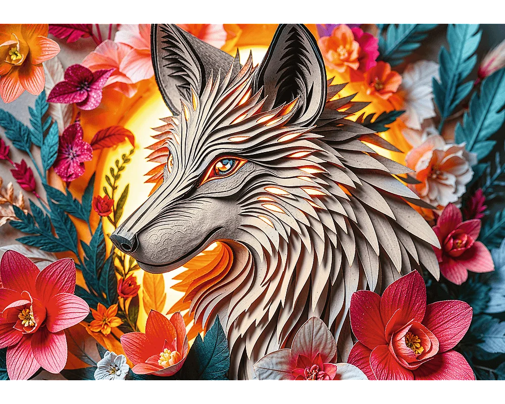 Lobo con efecto 3D Rompecabezas 1000 Piezas Trefl 40 Aniversario