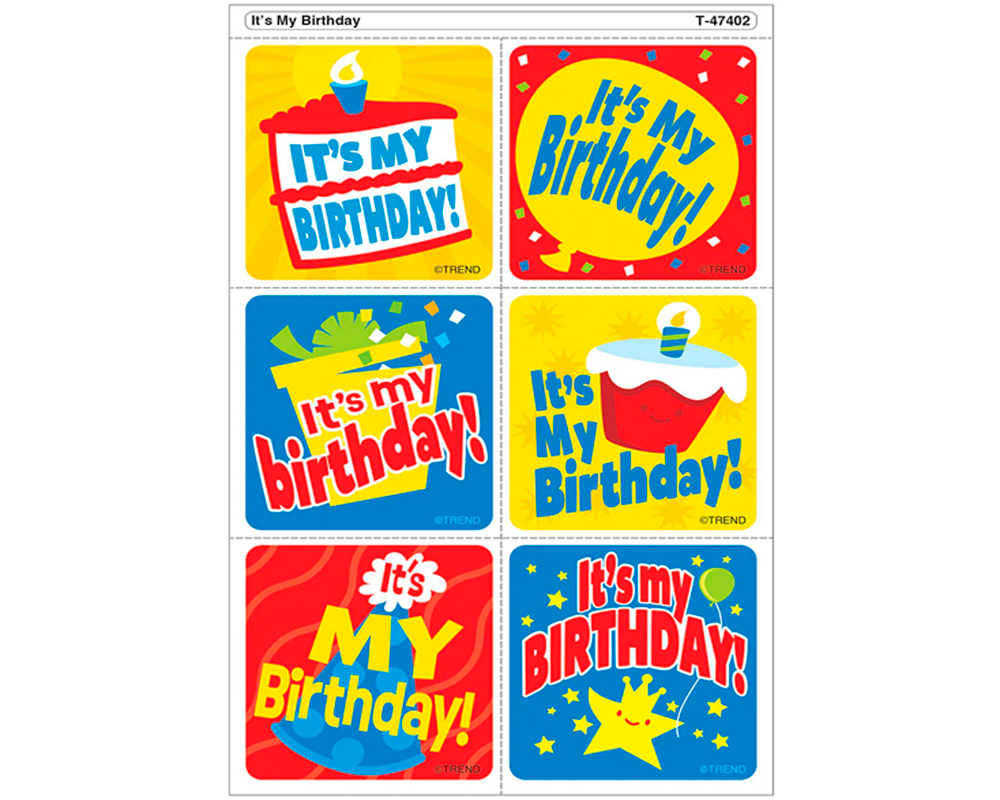 Calcomanías Corta y Comparte ¡Es mi Cumpleaños! Trend