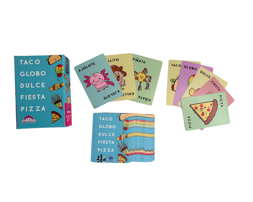 Taco, Globo, Dulce, Fiesta Pizza en Español. Blue Orange™