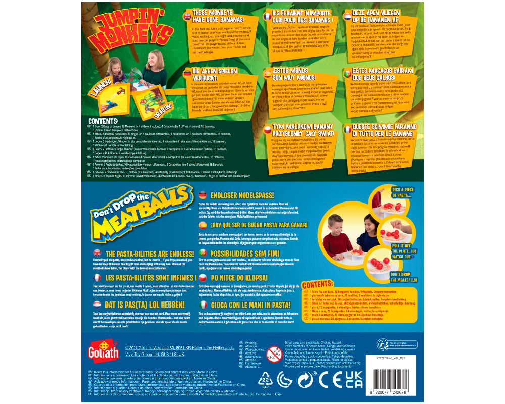 Changos Saltarines / No tires las albóndigas Juego de mesa 2 en 1 Goliath