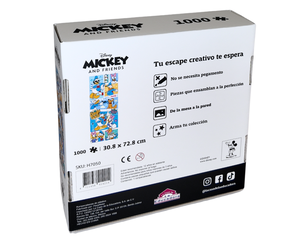 Rompecabezas Panorámico Donald Y Daisy Disney 1000 Piezas De Plástico