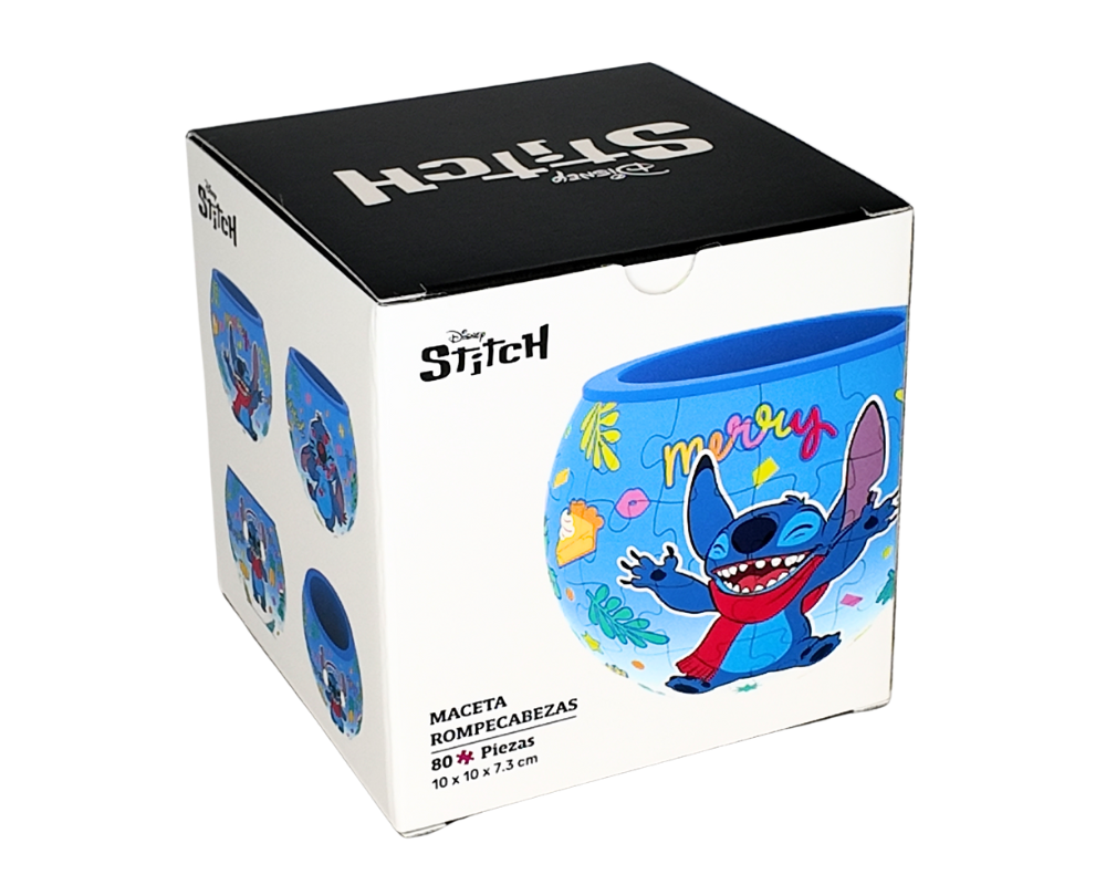 Rompecabezas Disney 3D Maceta Stitch Bailando 80 Piezas De Plástico