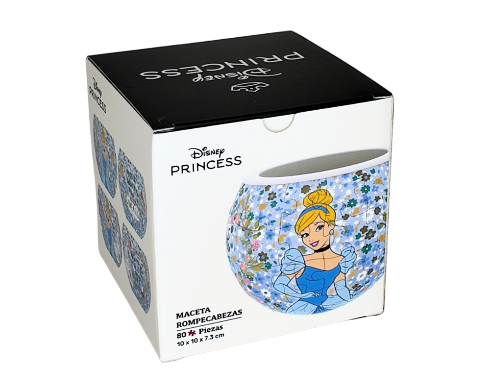 Maceta decorativa - Disney Cenicienta con Flores: Rompecabezas 3D de Plástico 80 Piezas PieceRelax