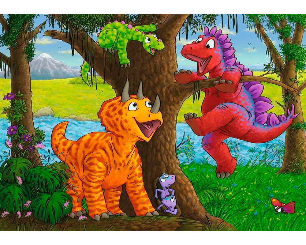 Dinos Jugando: Rompecabezas 2 x 24 Piezas Ravensburger