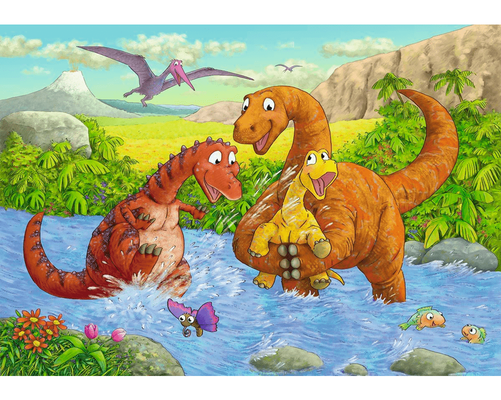 Dinos Jugando: Rompecabezas 2 x 24 Piezas Ravensburger