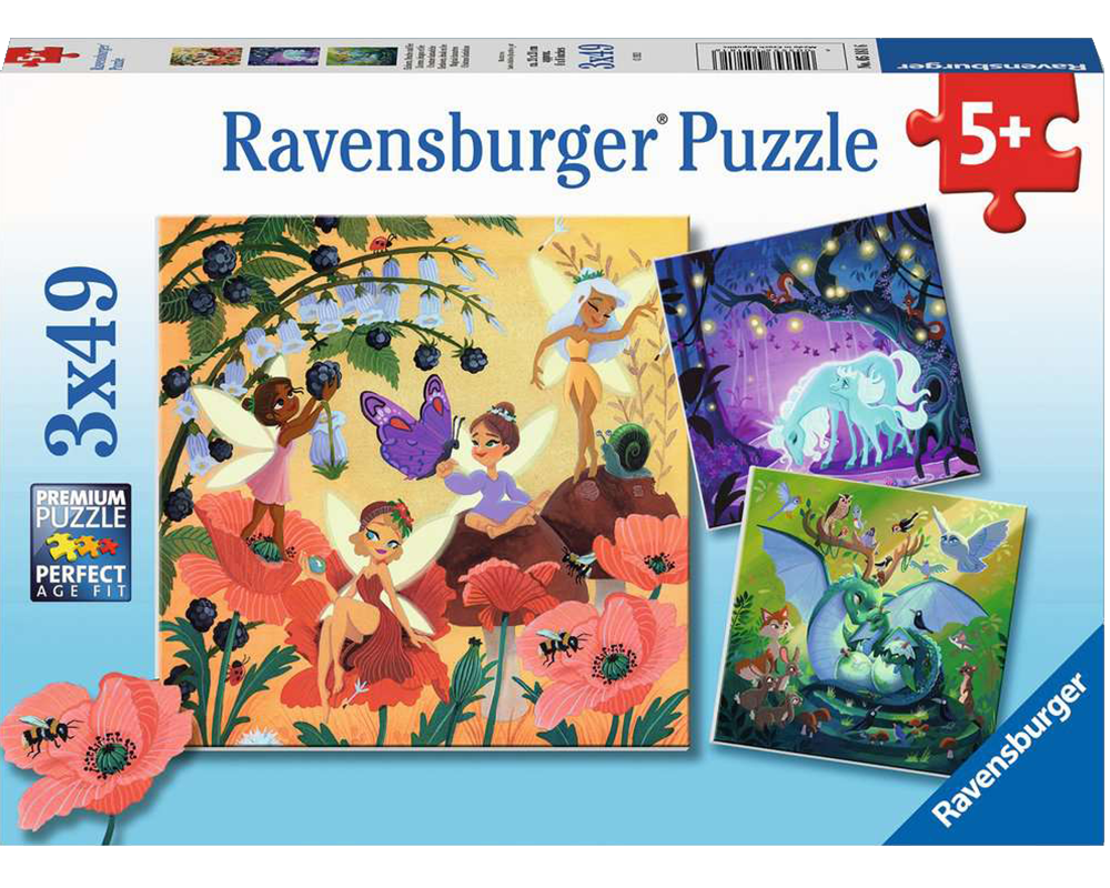 Personajes Mágicos: Rompecabezas 3 x 49 Piezas Ravensburger
