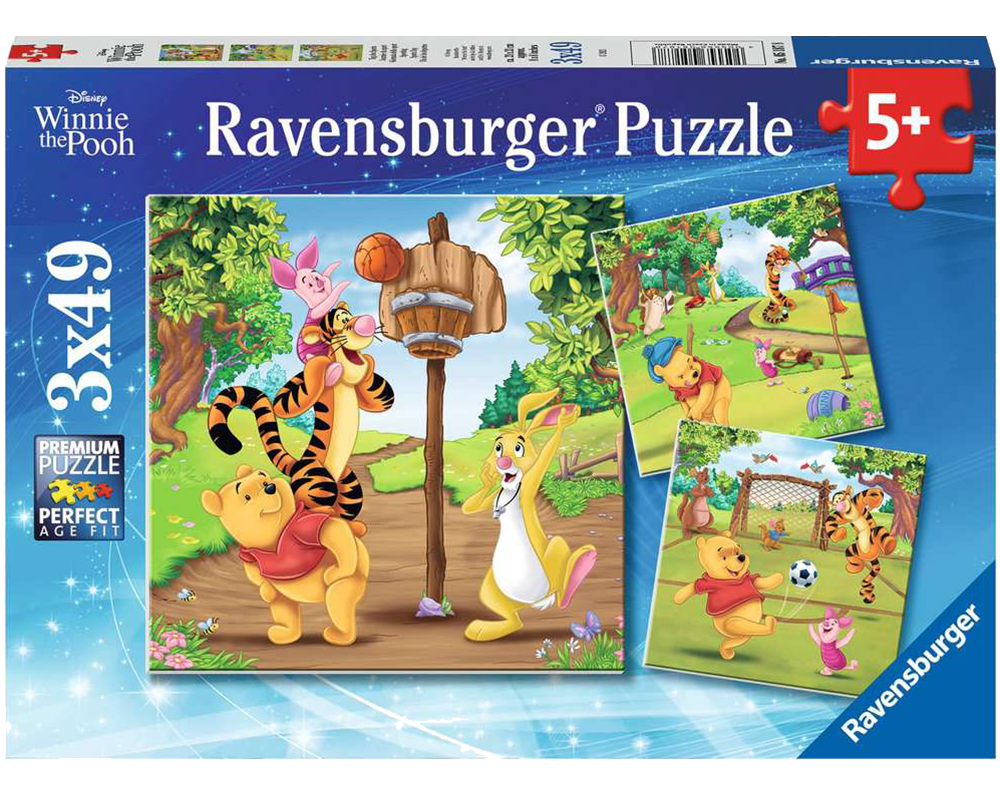 Winnie Pooh Haciendo Deporte: Rompecabezas 3 x 49 Piezas Ravensburger