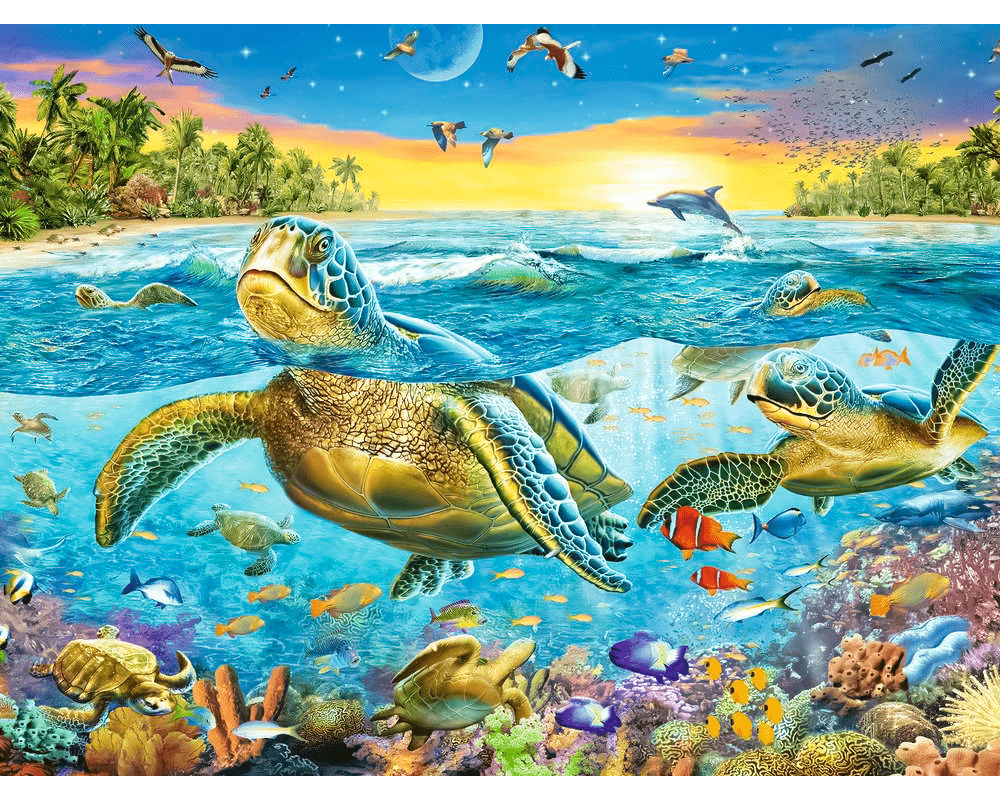 Nadando con Tortugas: Rompecabezas 100 Piezas XXL Ravensburger