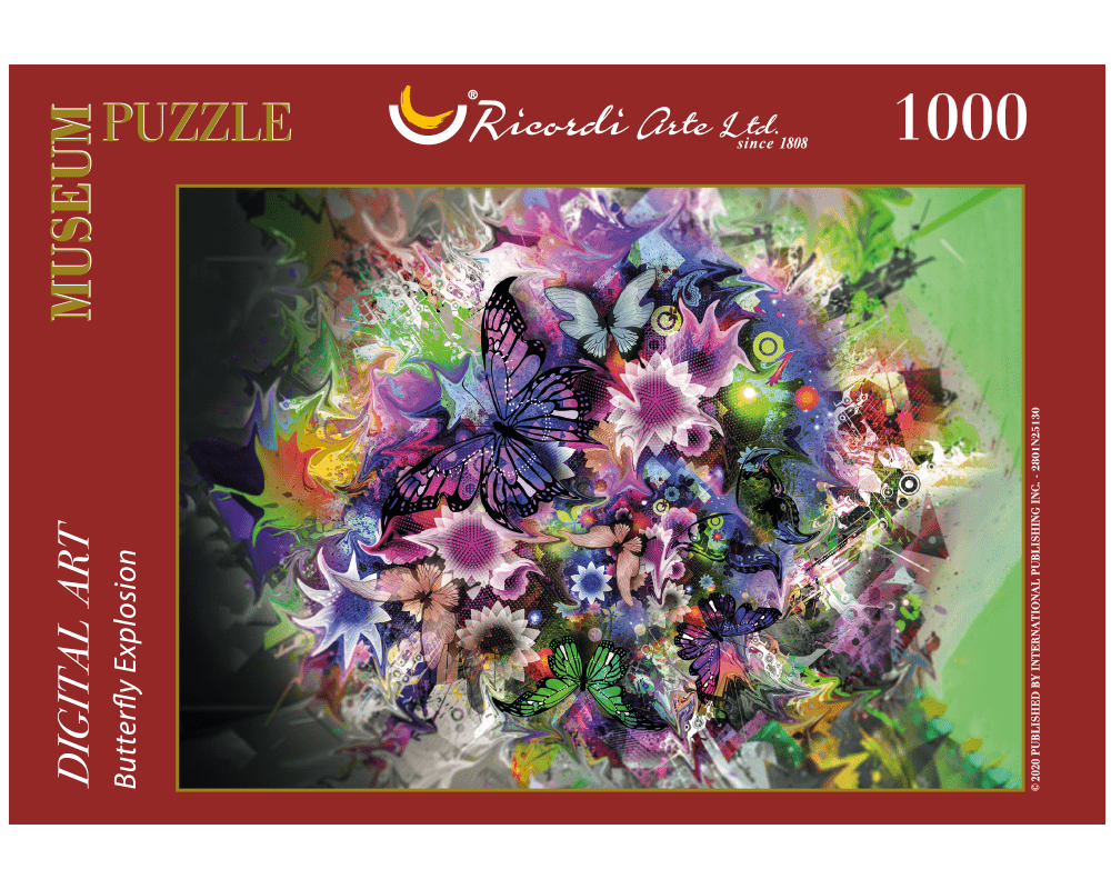 Flores y Mariposas Moradas: Rompecabezas de Arte 1000 Piezas Ricordi
