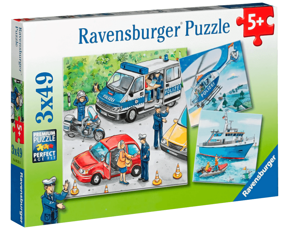 Policías en acción: Rompecabezas 3 x 49 Piezas Ravensburger