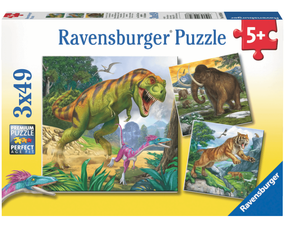 Animales Prehistóricos: 3 Rompecabezas 49 Piezas Ravensburger