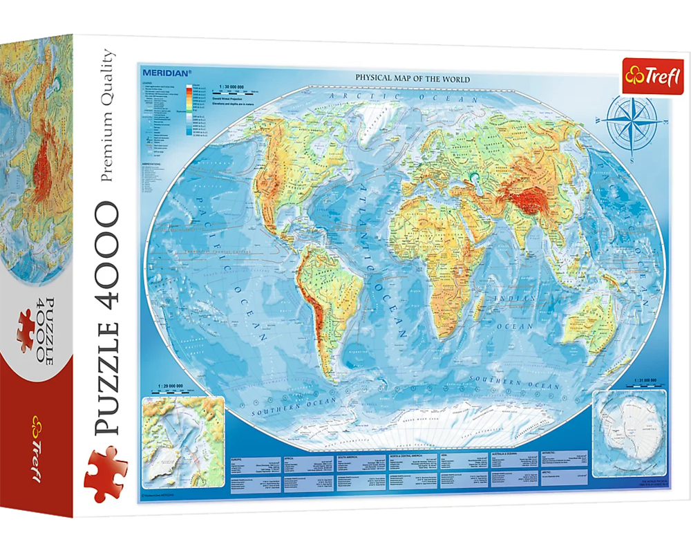Mapa Fisico del Mundo Rompecabezas 4000 Piezas Trefl
