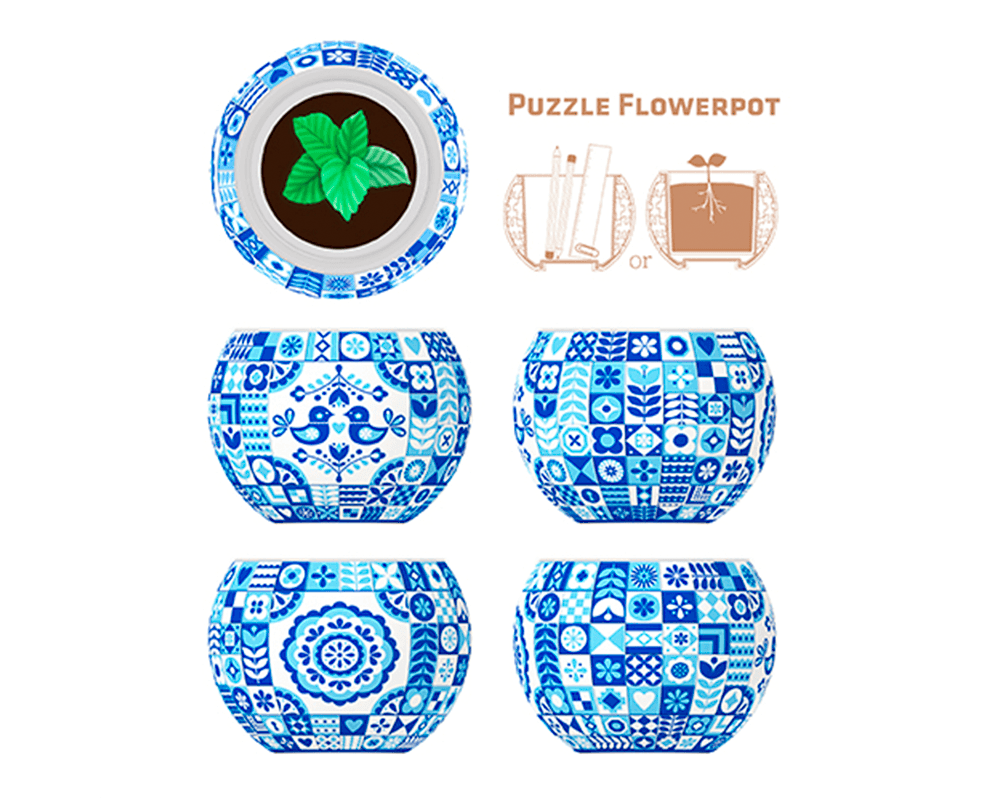 Maceta Folklore Danés: Rompecabezas 3D de Plástico 80 Piezas PieceRelax