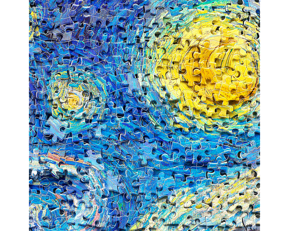 Van Gogh - Noche Estrellada (Piezas sobre Piezas): Rompecabezas de Arte 500 Piezas Pintoo