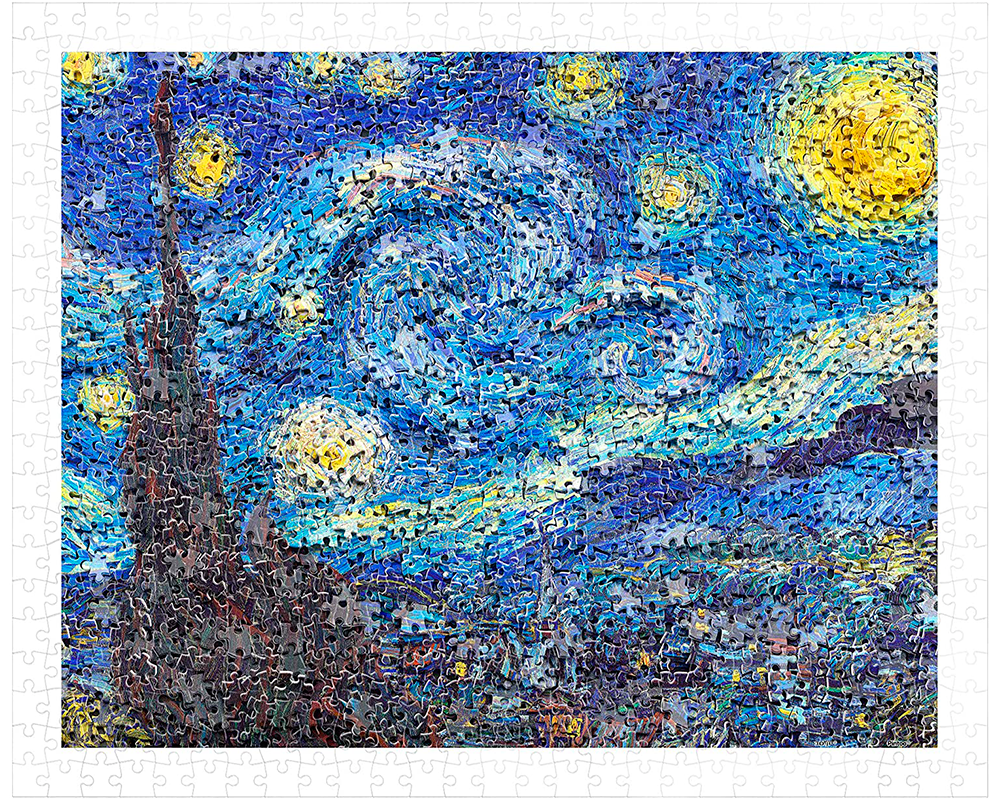Van Gogh - Noche Estrellada (Piezas sobre Piezas): Rompecabezas de Arte 500 Piezas Pintoo