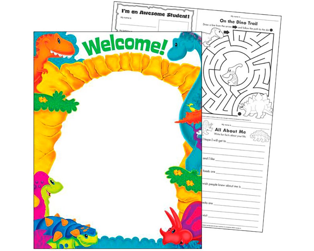 Letrero de Bienvenida en Inglés Welcome Dinosaurios Trend