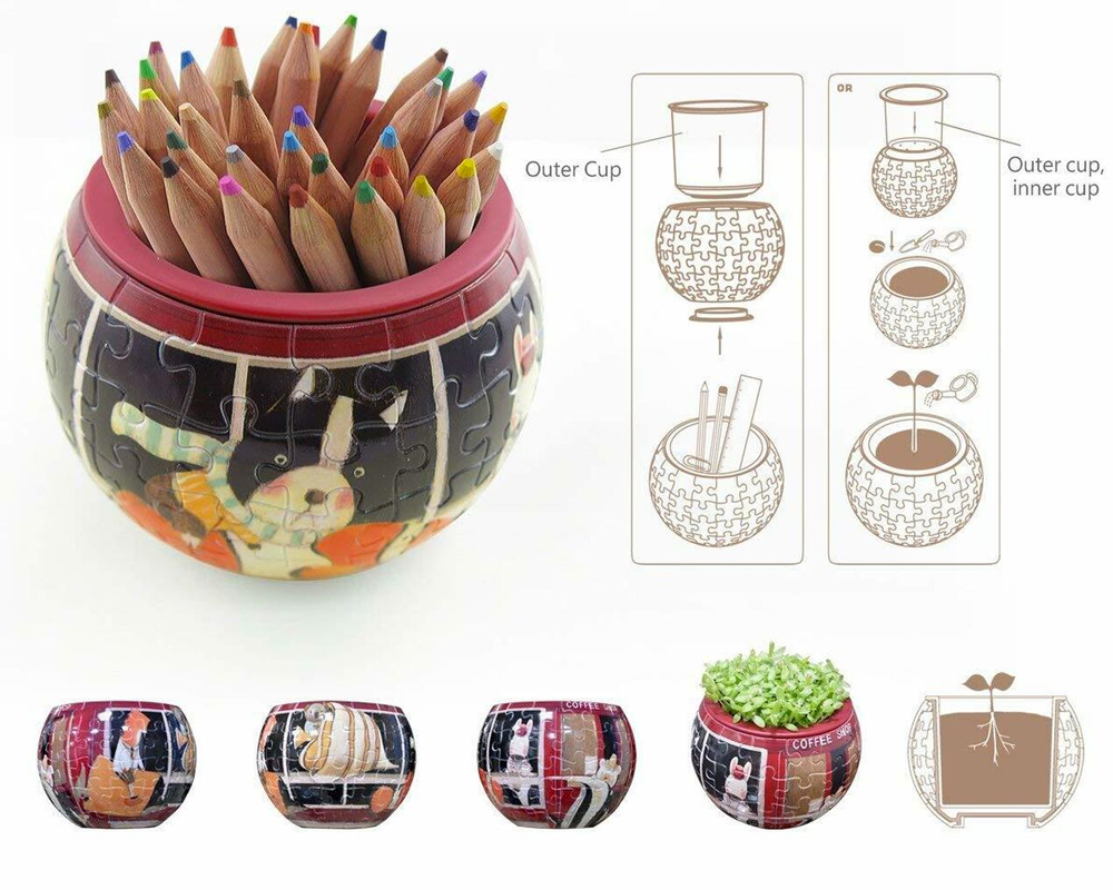 Azulejos Retro: Maceta Rompecabezas 3D 80 piezas PieceRelax