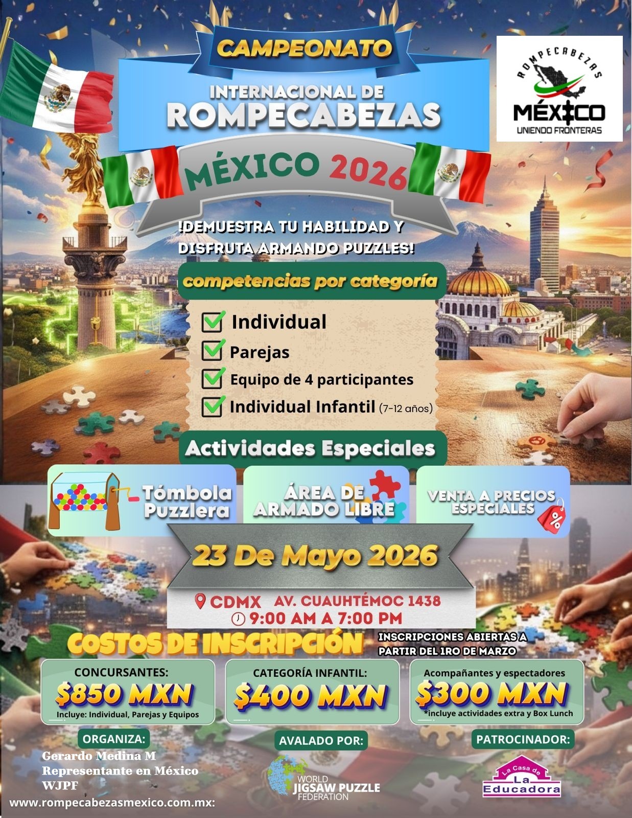 ¡Faltan pocos lugares! Únete al Campeonato de Rompecabezas México 2026