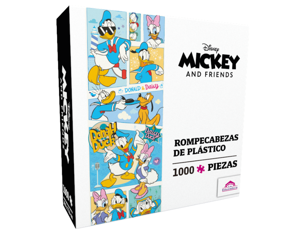 Rompecabezas Panorámico Donald Y Daisy Disney 1000 Piezas De Plástico