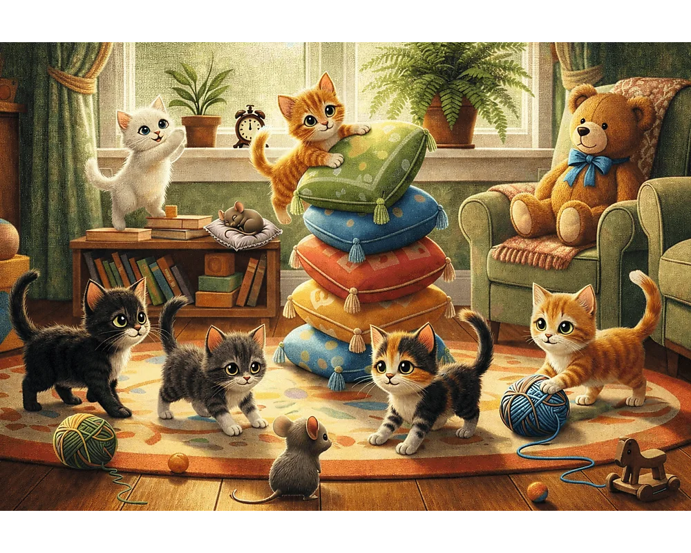 Gatos Jugando con Libros Rompecabezas 160 Piezas Trefl