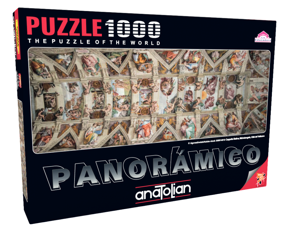 Miguel Ángel: La Capilla Sixtina. Rompecabezas Panorámico de 1000 piezas. Anatolian
