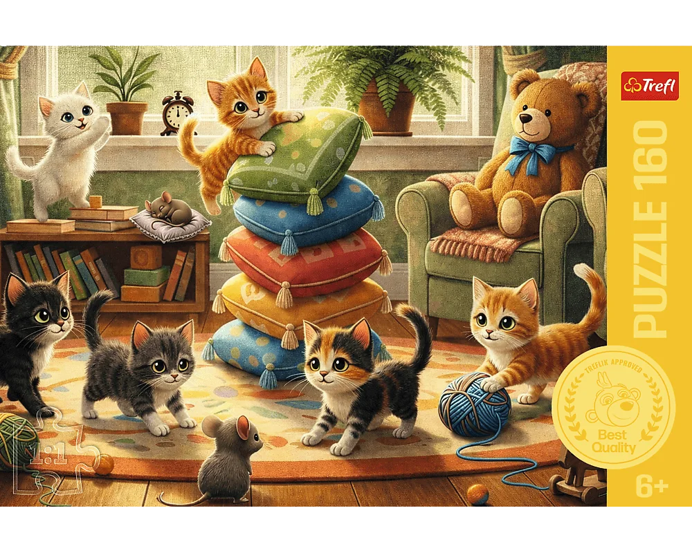 Gatos Jugando con Libros Rompecabezas 160 Piezas Trefl