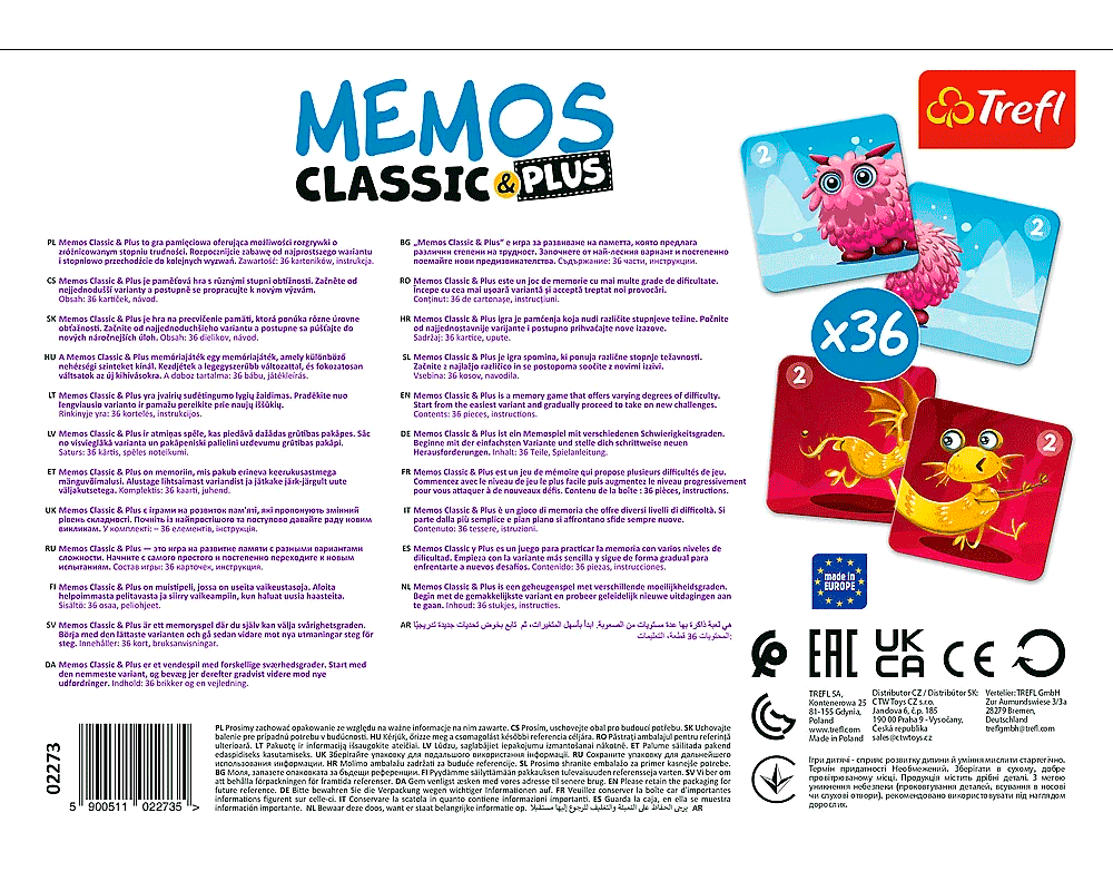 Memos Classic&Plus Pequeños Monstruos Trefl