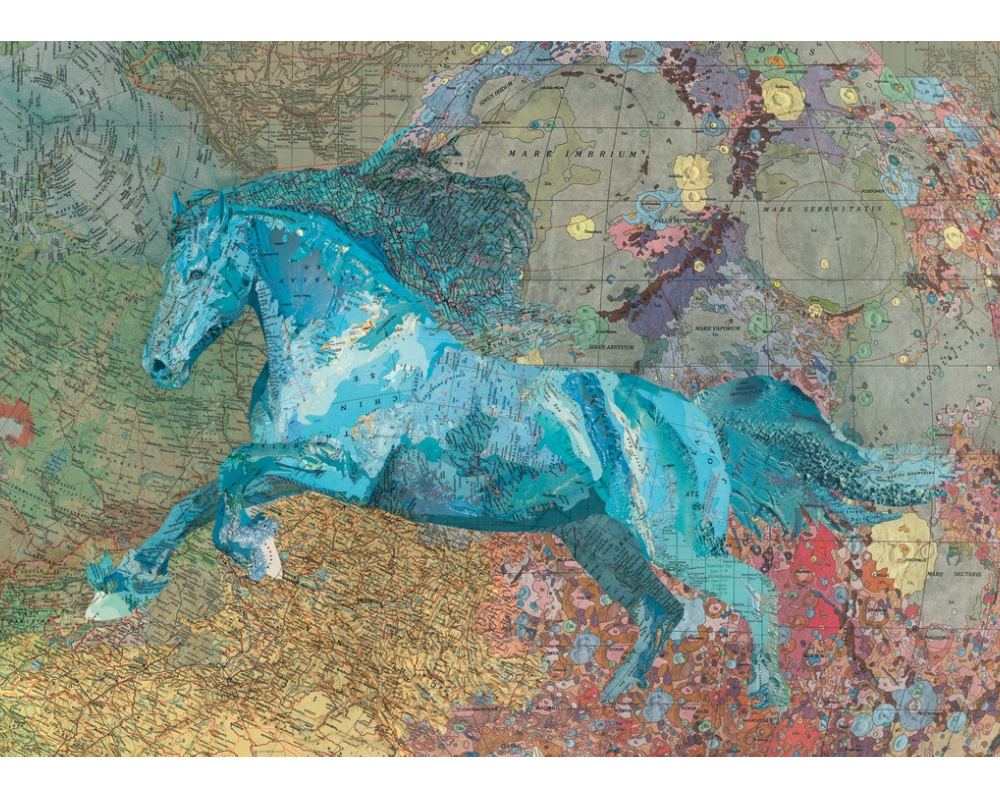 Matthew Cusick: Mapa Caballo Rompecabezas 2000 Piezas Marca Heye