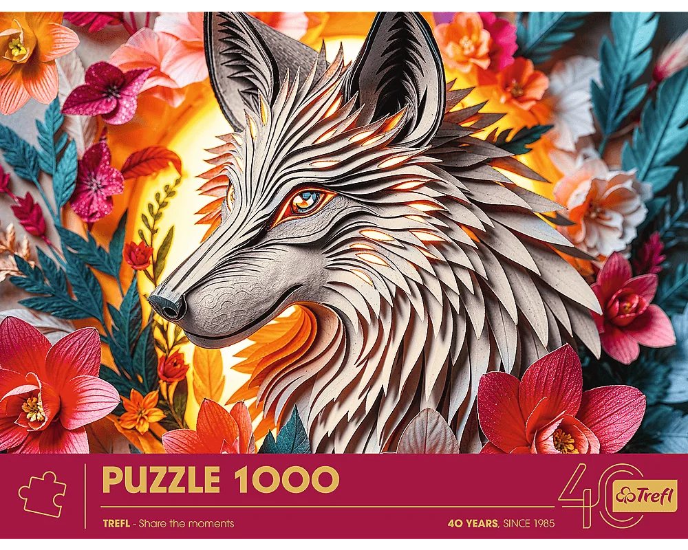 Lobo con efecto 3D Rompecabezas 1000 Piezas Trefl 40 Aniversario