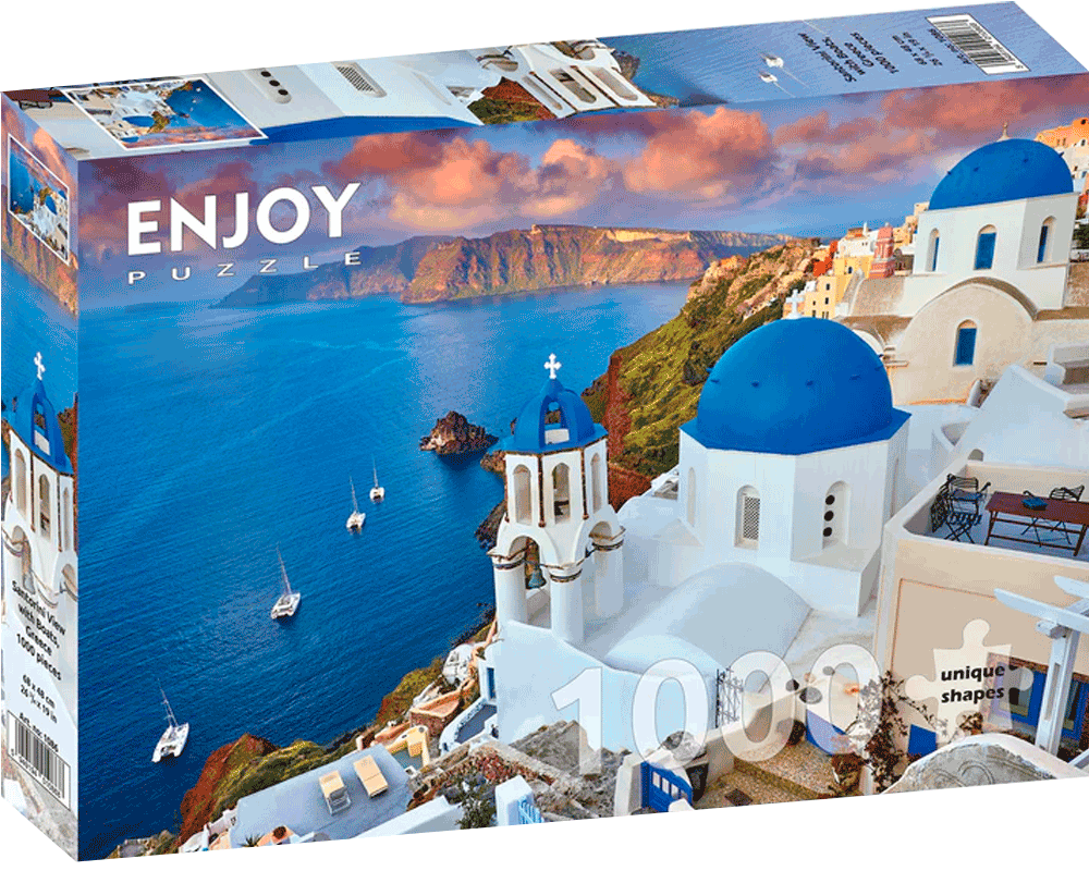 Vista de Santorini - Grecia: Rompecabezas 1000 Piezas Enjoy Puzzle