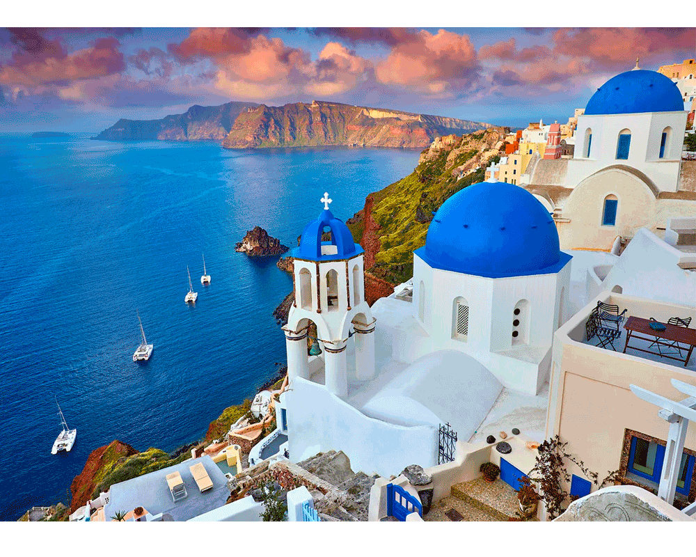 Vista de Santorini - Grecia: Rompecabezas 1000 Piezas Enjoy Puzzle