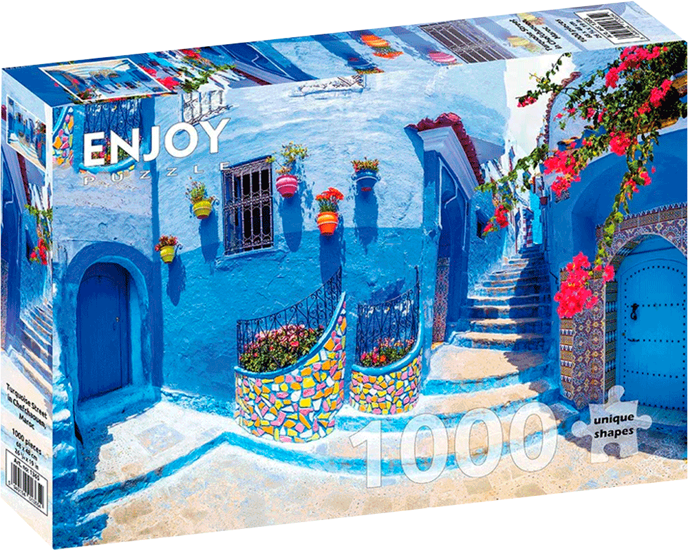 Calles de Chefchaouen, Marruecos: Rompecabezas 1000 Piezas Enjoy Puzzle