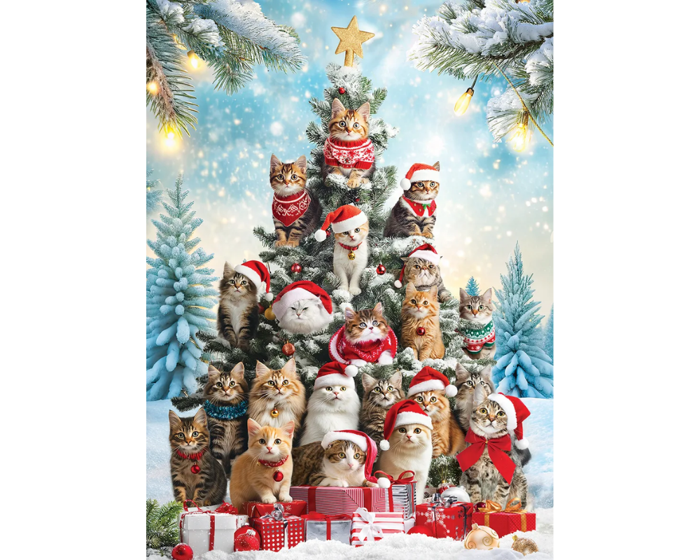 Árbol Navideño de Gatos Rompecabezas 1000 Piezas Eurographics