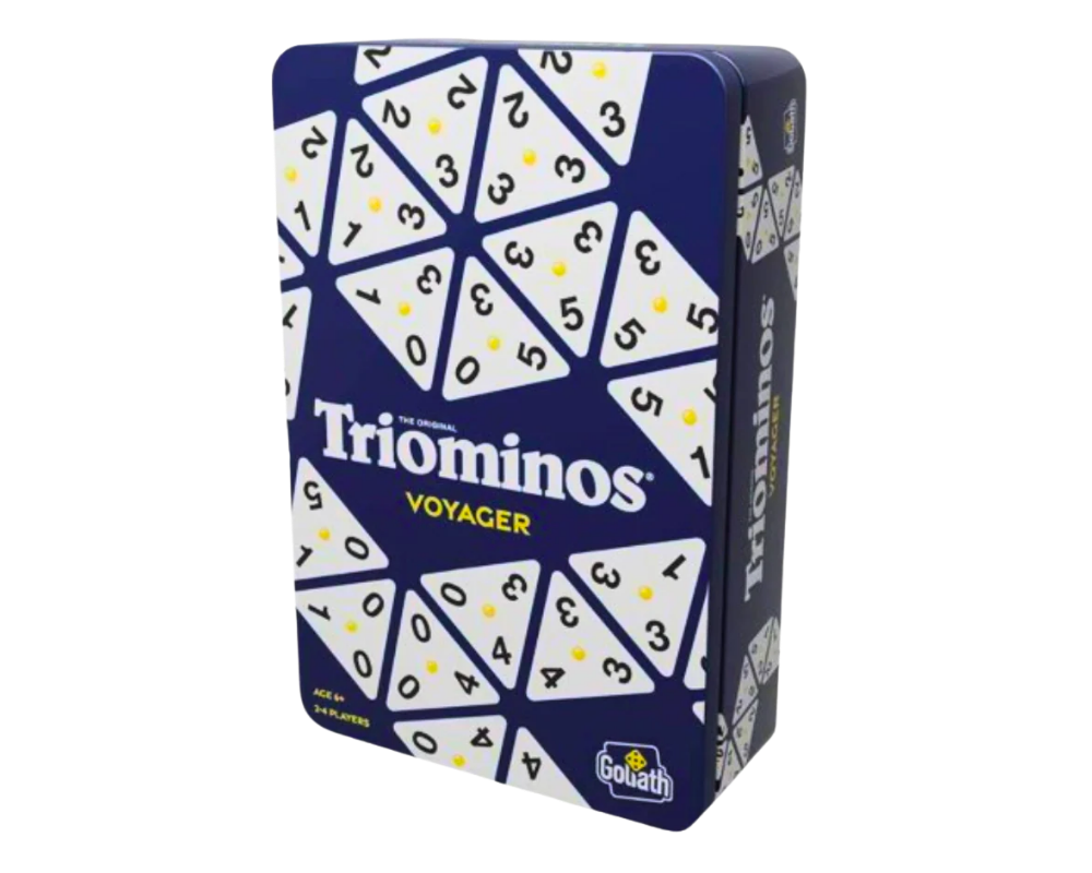 Triominos Viaje: Caja Metálica. Juego de Mesa. Goliath