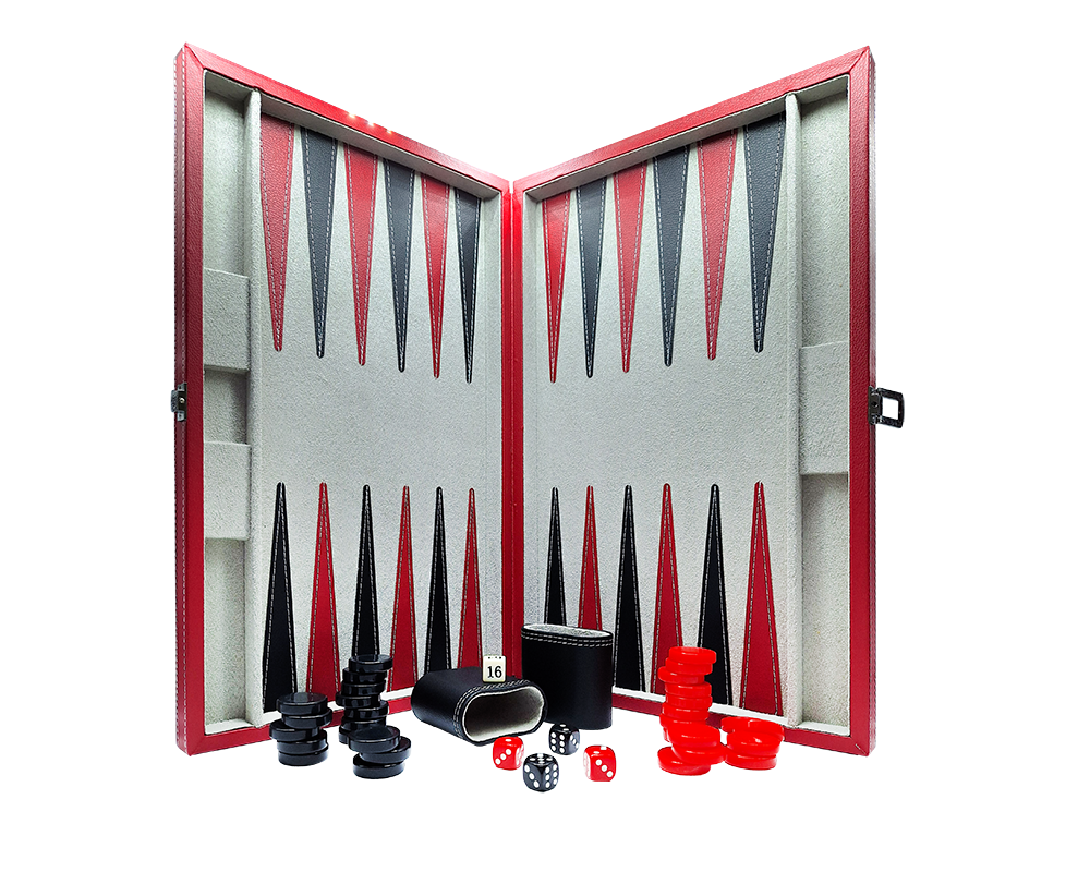 Backgammon Curpiel Negro y Rojo - CHH Games