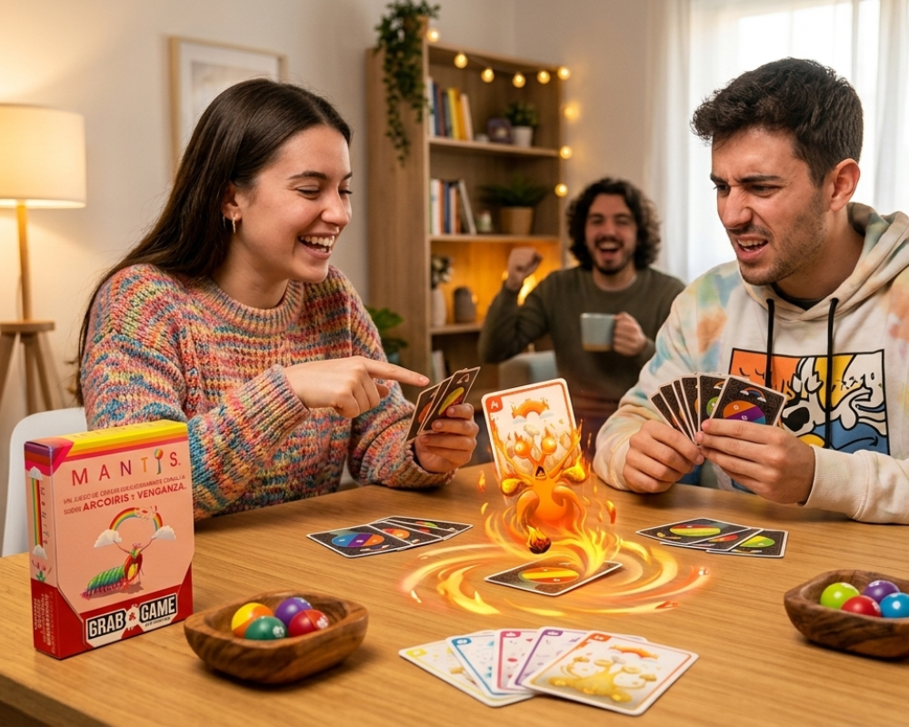 Juego Original GRAB & GAME: MANTIS en Español. Tipo Party. Edad recomendada 7+. Exploding Kittens