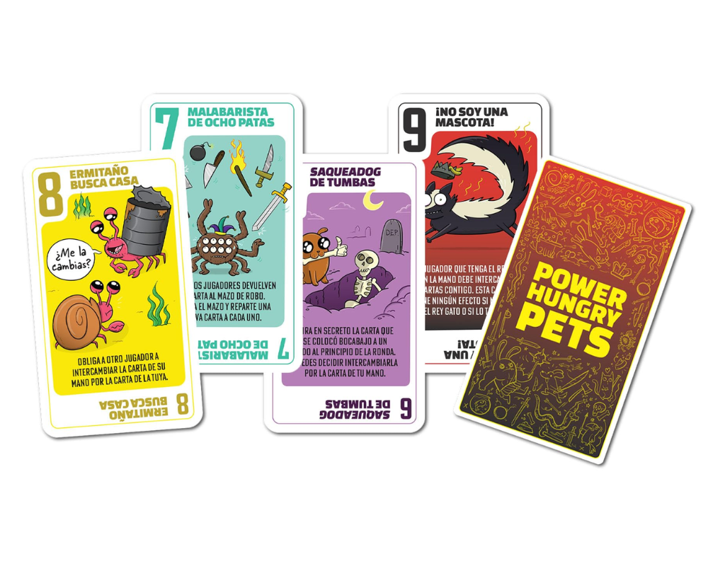 Juego de Mesa Original Power Hungry Pets. Exploding Kittens en Español. Tipo Party. Edad recomendada 7+