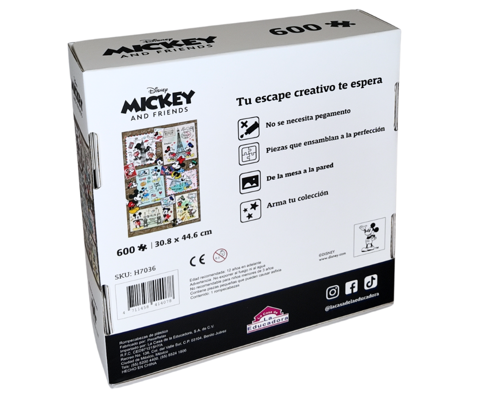 Rompecabezas Mickey y Minnie de Viaje 600 Piezas de Plástico Disney