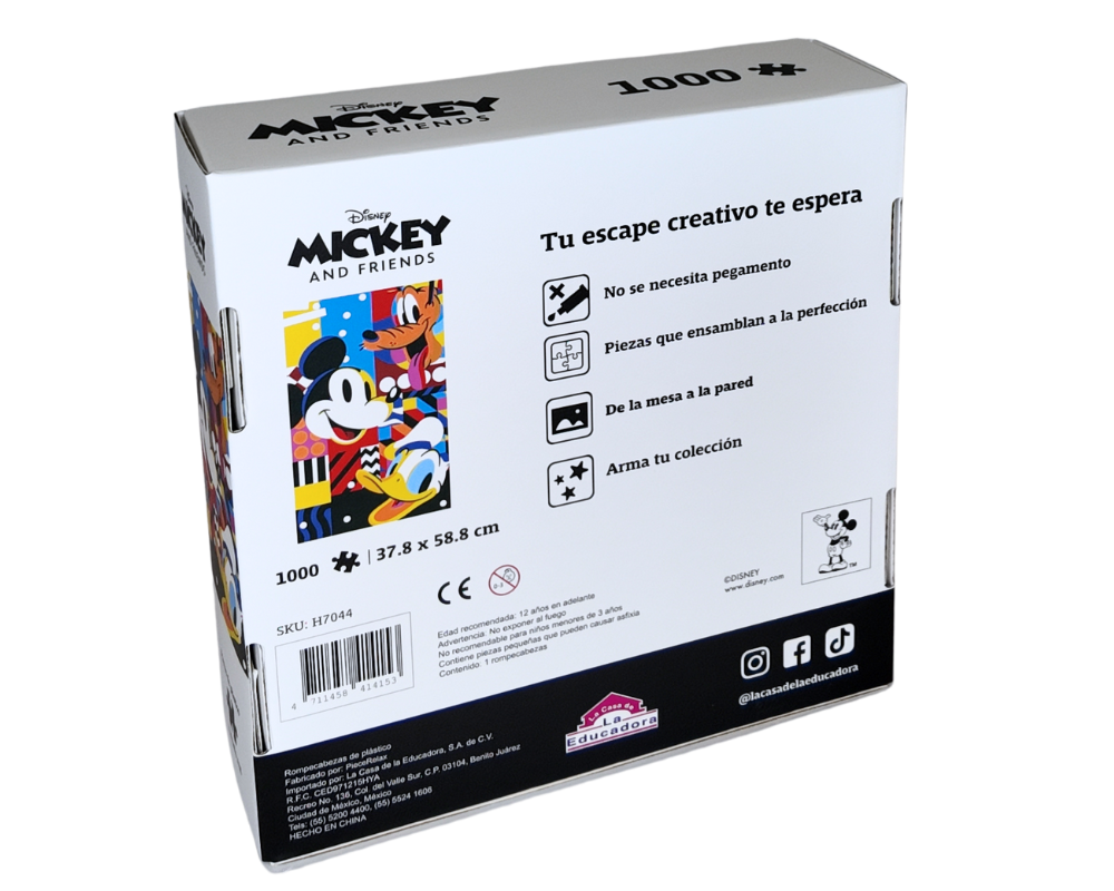 Rompecabezas Mickey, Donald y Pluto Disney 1000 Piezas De Plástico