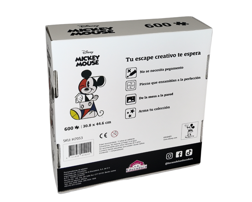 Rompecabezas Arte Mickey Disney 600 Piezas De Plástico