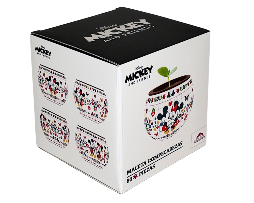 Rompecabezas 3D Maceta Mickey Y Minnie Disney 80 Piezas De Plástico