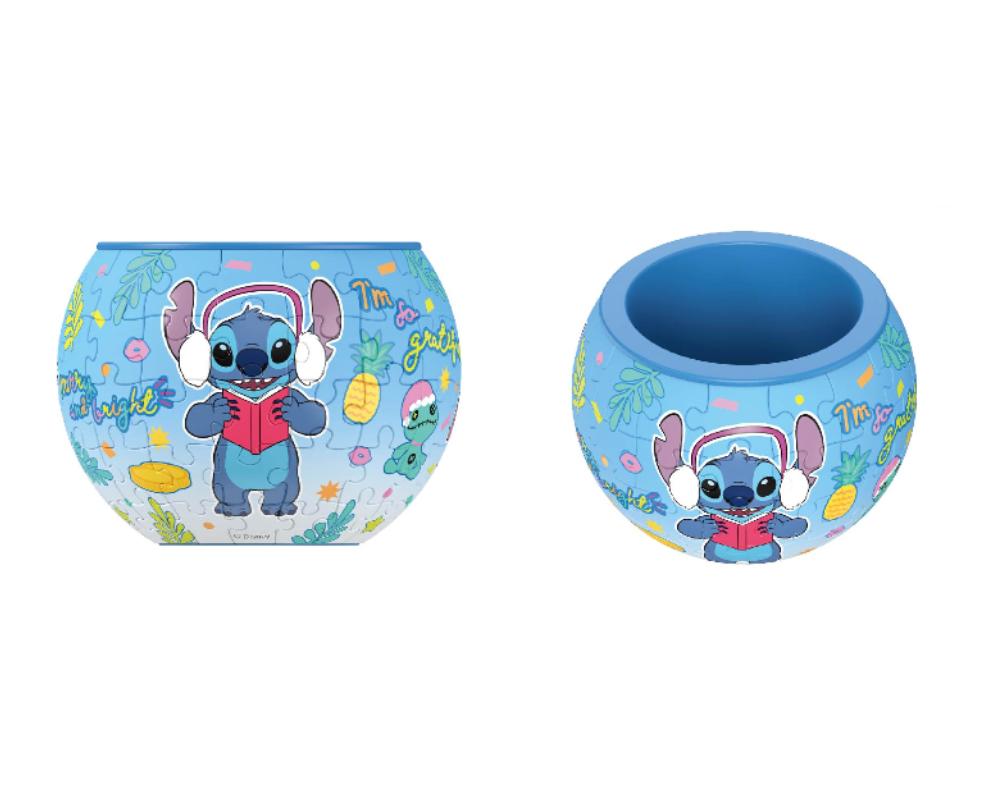 Rompecabezas Disney 3D Maceta Stitch Bailando 80 Piezas De Plástico